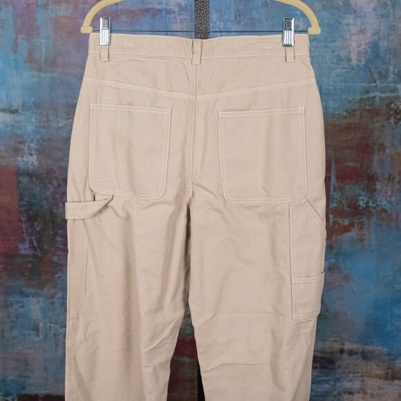 GAP Women's Mid-Rise Loose Fit Carpenter Pant Size 6 Beige 100% Cotton Classic - Picture 4 of 9